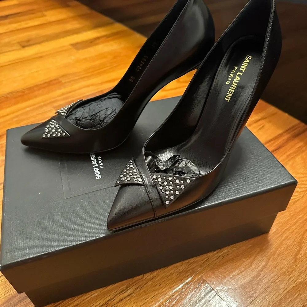 Saint Lauren Heels  Black Size 39 US 8 - Picture 2 of 4